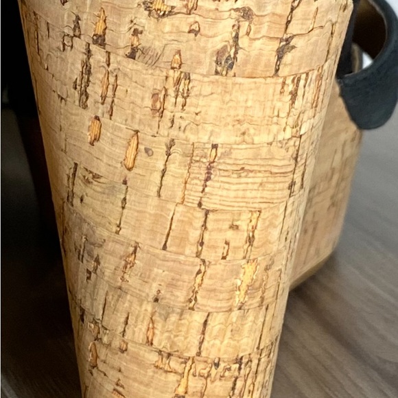 Nine West Woman Black Wedge Cork Leather Slide size 8M - Picture 9 of 11